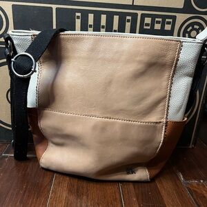 The Sak Cream, Tan, and Brown Leather Shoulder Bag
